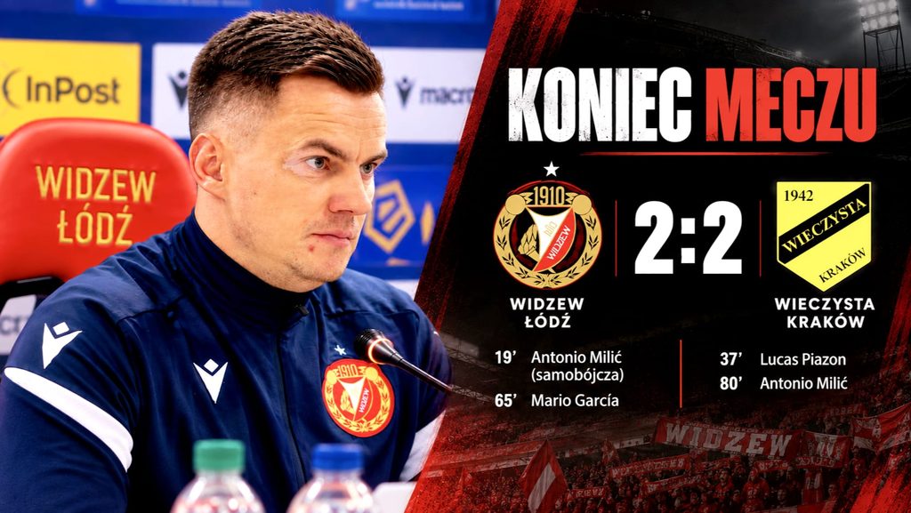 Widzew Łódź – Wieczysta Kraków 2:2. Trener Widzewa podczas meczu.